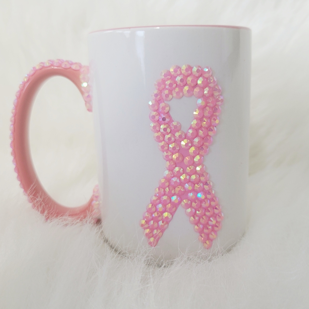 Pink Ribbon White Mug